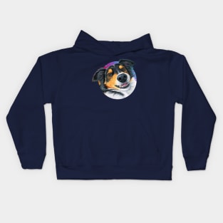 Black Tricolor Australian Shepherd Dog Kids Hoodie